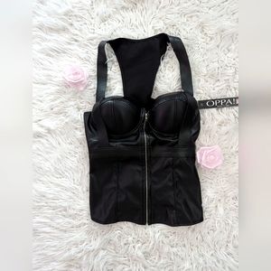Faux leather bustier